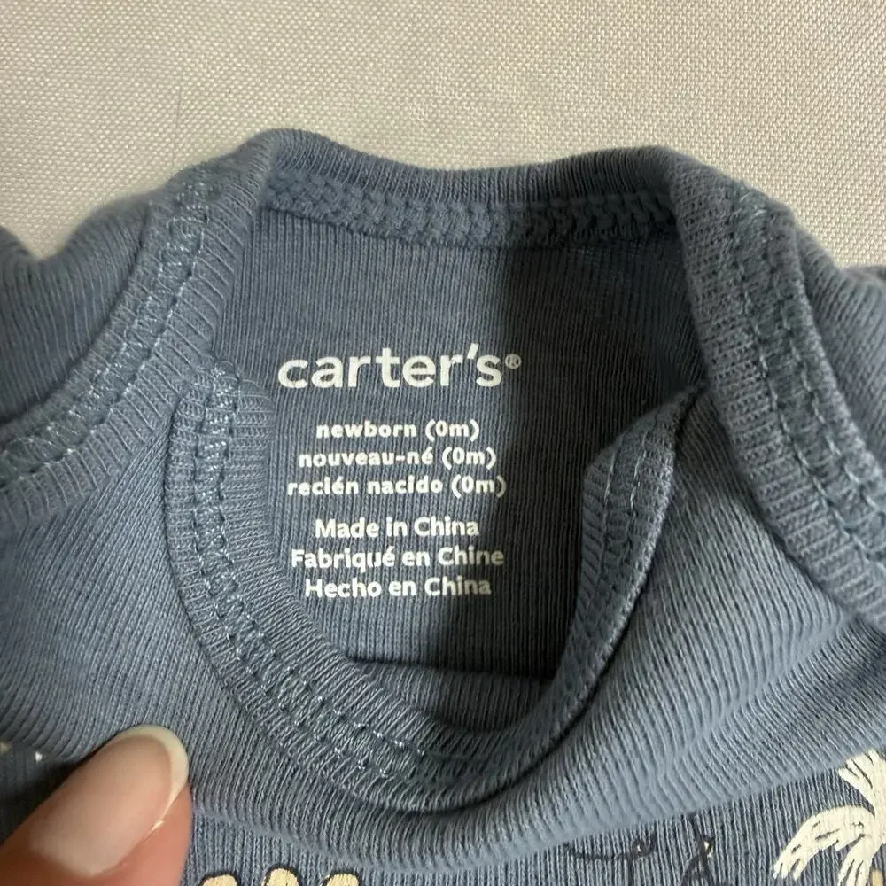 Carter's Baby Boy's Bodysuit Set 6 Pack Long Sleeve Newborn Dinosaurs Blue